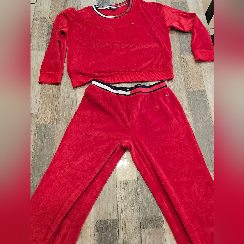 Tommy Hilfiger Red Velour Lounge Set